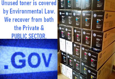We recover surplus unused toners B2B from companies & Government (Gov.) bodies/Public Sector: Schools-Universities-Councils-Hospitals-HMRC etc.